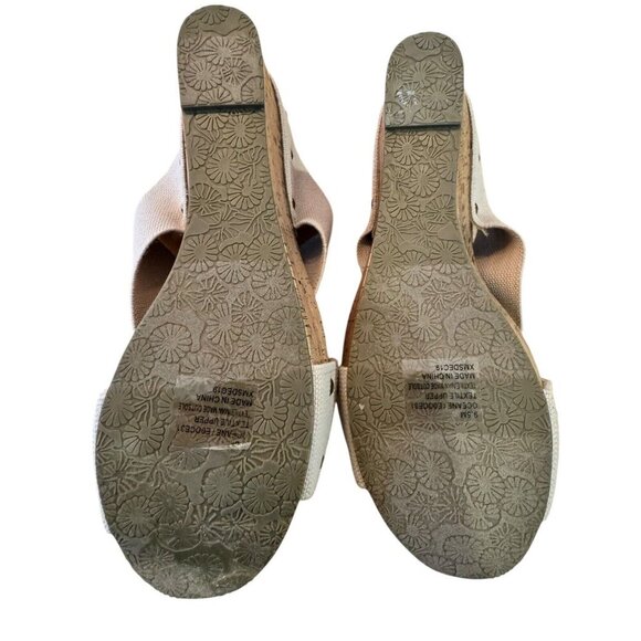 Esprit Wedge Sandals Cork Platform Cross Strap Slides Beige Casual Size 9.5 - Picture 6 of 7